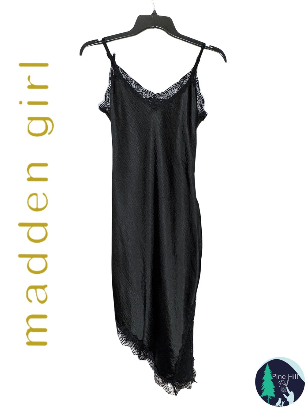 Steve Madden Madden Girl Nightgown Lingerie Womens Medium Black Lace Adj Straps